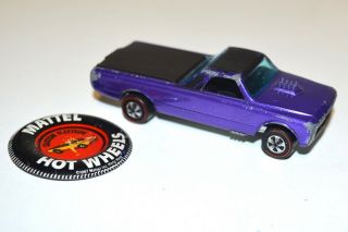 Vintage 1960s Mattel Hot Wheels Redline Purple Custom Fleetside Car & Button