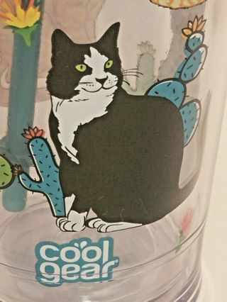 Cool Gear Cat Lover Tumbler Straw Reusable Travel Cup 24 Fl Oz Blue Kitty Kitten