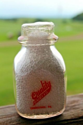 Vintage Half Pint Dairy Milk Bottle,  Quality Dairy,  Connellsville,  Pa