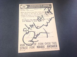 1959 Topps Roosevelt Rosey Grier Signed Nfl Football Card W/inscription Rams
