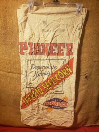 Vintage Pioneer Dependable Hybrid Seed Corn Sack Bag Cloth Farm Decor