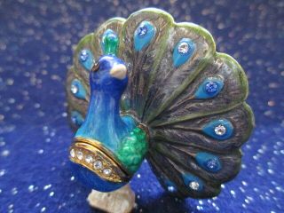 Bella The Peacock Jeweled & Enamel Trinket Box Boutique Miniature 61160