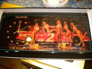 All Star Girly Bikini Car Wash Clock,  Man Cave Clock Nascar