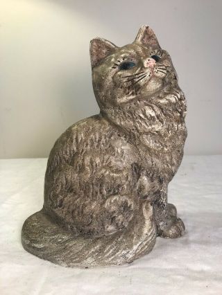 Antique Cast Iron Cat Still Bank Hand Painted