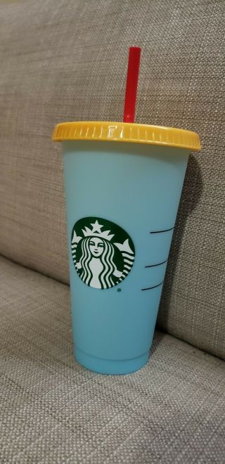 Starbucks Color Changing Reusable 1 Blue Cup 24 Fl Oz For Cold Beverage