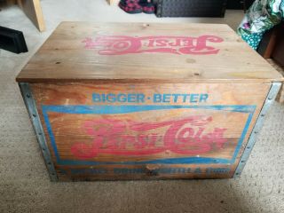 Vintage Pepsi Cola Drink Wooden Crate Box Checker Board Lid 1940 Checkers Cap