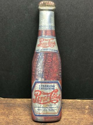 Antique Pepsi Cola Bottle Shaped Soda Pop Cap Opener Muth Tin Litho Advertising
