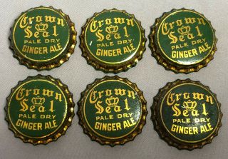 6 Crown Seal Pale Dry Ginger Ale Soda Cork Crown Bottle Cap Vintage