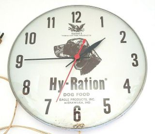 Vintage Hy - Ration Dog Food Bubble Clock Eagles Mishawaka,  Indiana Advertising