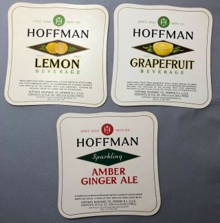 3 1930s Small HOFFMAN Ginger Ale GRAPEFRUIT Lemon SODA Bottle Label Newark NJ 2