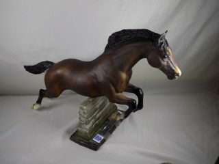 Vintage Breyer Jumping Horse Snowbound USET Olympic Dappled Bay with Wall 6