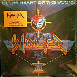Metal/hair Winger " In The Heart Of The Young " Lp Still With Hype Sticker