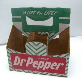 1951 Dr.  Pepper Cardboard Bottle Carton " A Lift For Life "