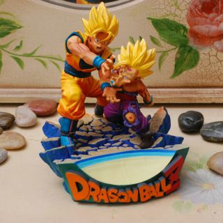 Dragonball Z 19cm Father & Son Goku Gohan Kamehameha Pvc Statue Diorama