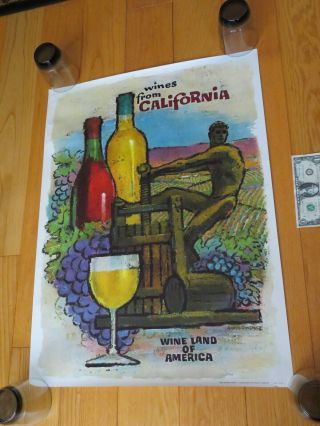 1960s Amado Gonzalez Wines Of California Wine Land Of America Poster Wine Press