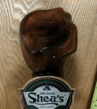 Michael Shea ' s Shillelagh Irish Amber Beer Tap Handle VGC Brass Base 4