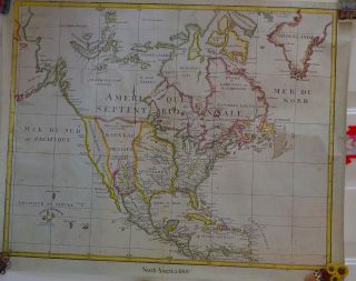 Vintage Map North American 1800 In French Poster 41 Wine Advertising