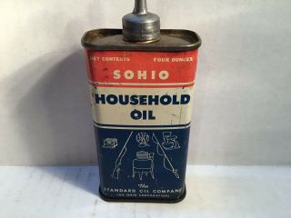 Vintage Sohio Oil Can handy oiler Lead Top 4 oz rare tin Sinclair Shell 3 Texaco 3