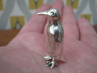 A Large Quality Birmingham Hallmarked Sterling Silver Penguin Statue Figure