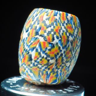 Vintage Sand Core Glass Bead Aboriginal Art Colorful Pattern Handmade Bead