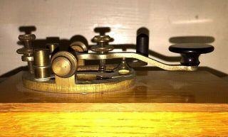 Early Telegraph Key AT&T Type 1A Western Electric Brass & Steel on Wood Base 3