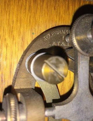 Early Telegraph Key AT&T Type 1A Western Electric Brass & Steel on Wood Base 4