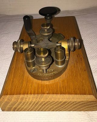 Early Telegraph Key AT&T Type 1A Western Electric Brass & Steel on Wood Base 8