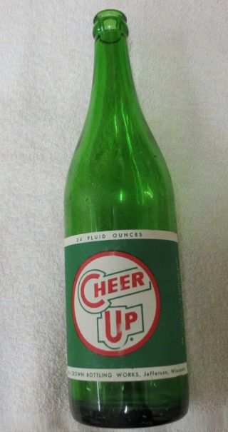 Cheer Up Soda Bottle - Paper Label - Jefferson Wi Wisconsin - 24 Oz
