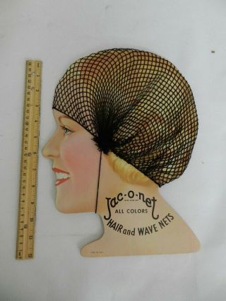 Vintage Jac - O - Net Hair And Wave Nets Sign - Vintage Store Display Sign - Beauty