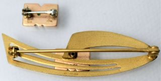 Antique Vtg LGB 10k Gold MONSANTO Pin ' s Emerald Sapphire 10k GF Back Not Scrap 2