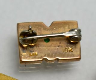 Antique Vtg LGB 10k Gold MONSANTO Pin ' s Emerald Sapphire 10k GF Back Not Scrap 3
