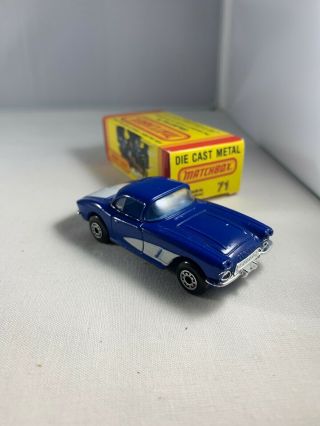 Matchbox 1962 Chevrolet Corvette Car 71 Lesney (1:58 Navy Blue) W/ Box