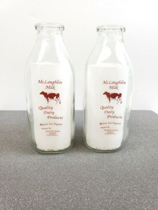 One Quart Mclaughlin Milk Bottle Fourth Edition Lisbon Newyork Dairy Farmhouse 2