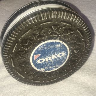 Vintage Collectible Round Nabisco Oreo Cookie Shaped Tin 1993 Container Nabisco