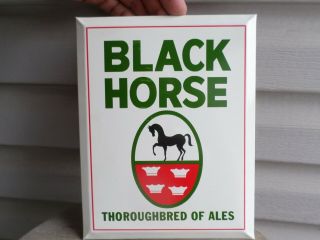 Black Horse Thoroughbred Of Ales Tin On Cardboard Sign Brewery Trenton N.  J.