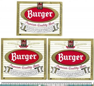 Usa Ohio Cincinnati The Burger Premium Quality Beer Set Of 3 Labels