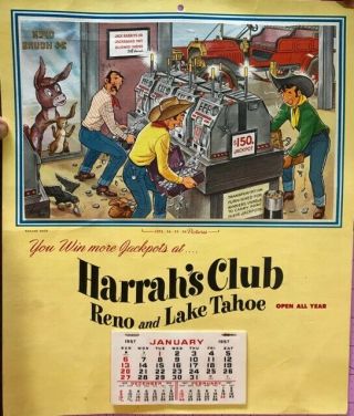 Vintage 1957 Casino Calendar Harrah 