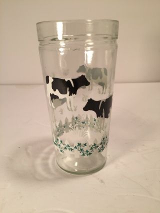 7 Holstein Cows At Picket Fence Glass Tumblers Vintage Anchor Hocking