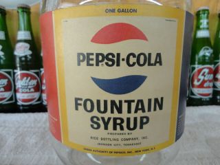 Pepsi Soda Fountain Syrup Jug Paper Label W/cap Johnson City Tennessee Clear