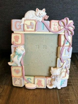 Vintage Pastel Kitty Cat Baby Block Picture Frame Fairy Kei