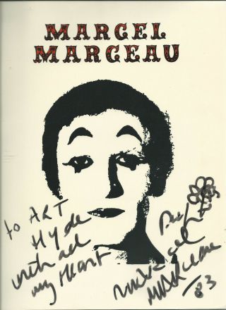 Marcel Marceau 1983 Signed Program With Flower Sketch