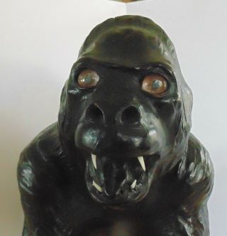 Gorilla Leather Wrapped Animal Figure W/glass Eyes King Kong Art Decor Safari