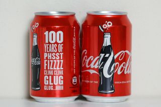 2015 Coca Cola 2 Cans Set From Hong Kong,  100 Years Bottle