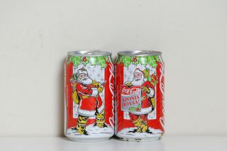 1992 Coca Cola 2 Cans Set From Greece,  Christmas