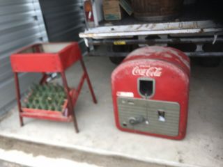 Coke Cola Vendolator Model 27 w/ Pipe Stand w/crate of bottles: To Restore/Parts 5