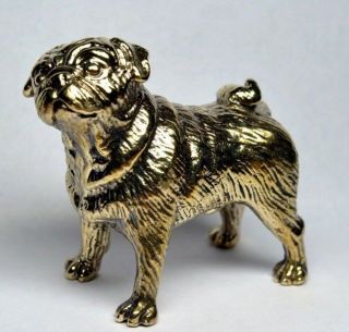 Pug Dog - A Miniature Statuette Of Bronze,  Metal Figurine,  Heavy Bronze Figurine