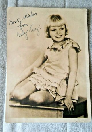 Dorothy Davis Signed Baby Terry Music Hall Actress - Child Star
