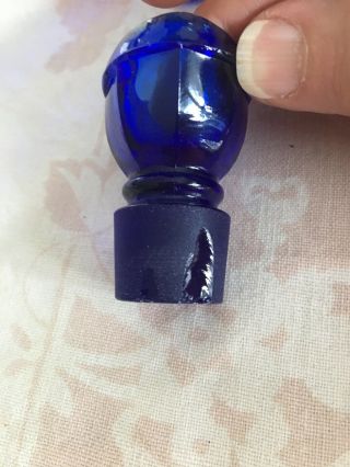 Vintage Cobalt Blue Glass Bottle With Eye Wash Cup 7 
