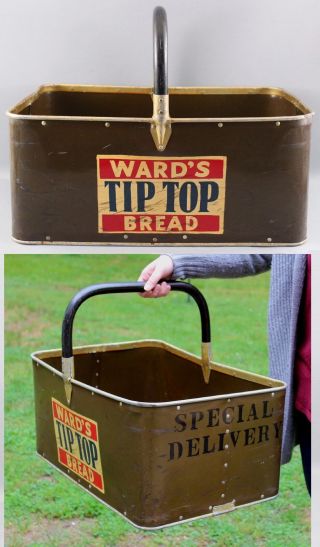 Rare Antique Wards Tip Top Bread,  Special Delivery,  Basket Tub Sign