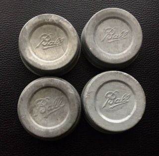 Set Of 4 Vintage Ball Zinc Jar Lids With Inserts